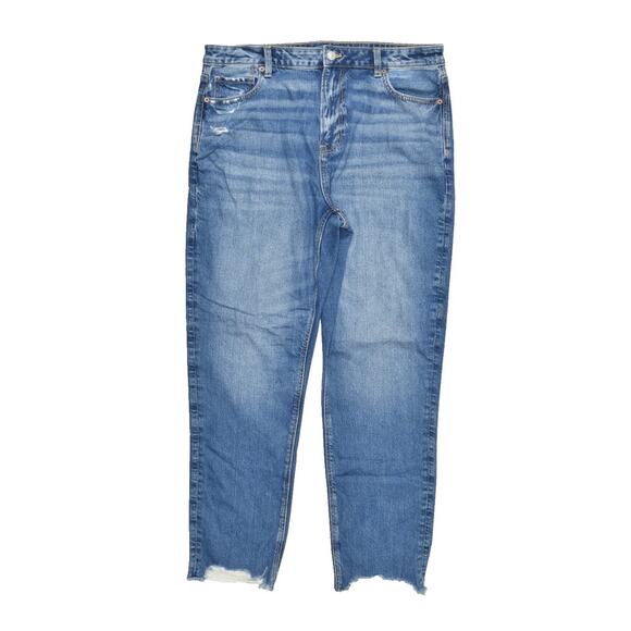 New American Eagle Mom Jean Plus Size 16 Long Medium Wash Distressed - Picture 2 of 5